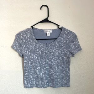 Blue Floral Button Up Crop Top